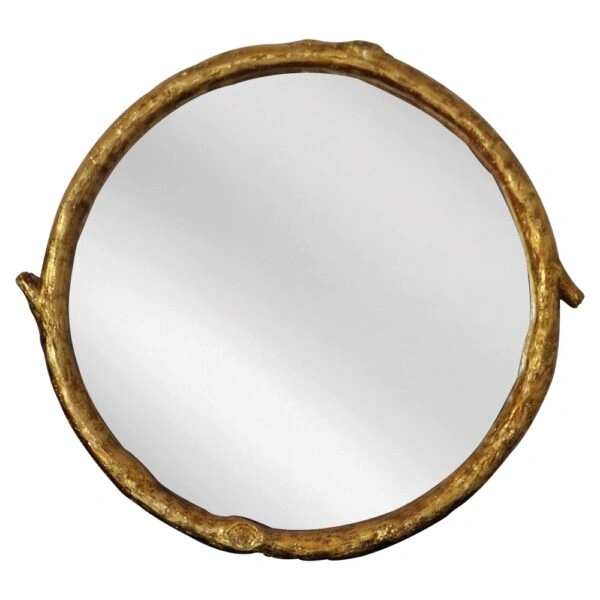 Artekko Dia Χρυσός Ξύλινος Στρογγυλός Καθρέπτης Τοίχου (88x4x80)cm