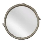 Artekko Dia Ασημί Ξύλινος Στρογγυλός Καθρέπτης Τοίχου (88x4x80)cm