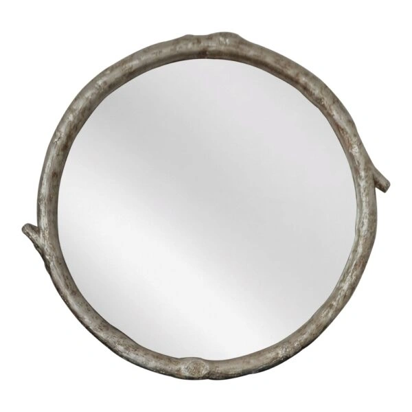 Artekko Dia Ασημί Ξύλινος Στρογγυλός Καθρέπτης Τοίχου (88x4x80)cm