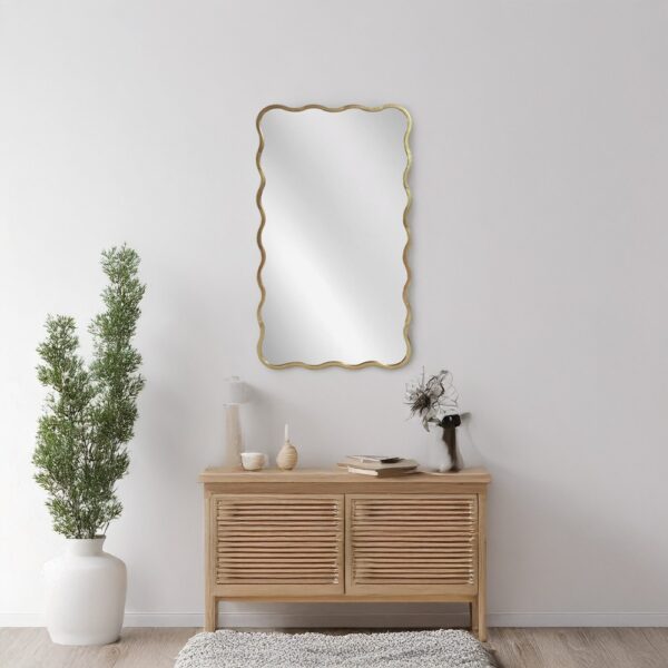 Artekko Dia Χρυσός Μεταλλικός Καθρέπτης Τοίχου (61x2.5x110)cm