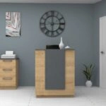 Γραφείο reception Gemini Megapap χρώμα φυσικό οξιάς - ανθρακί 90x50x110εκ.