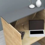 Γραφείο reception Gemini Megapap χρώμα φυσικό οξιάς - ανθρακί 90x50x110εκ.