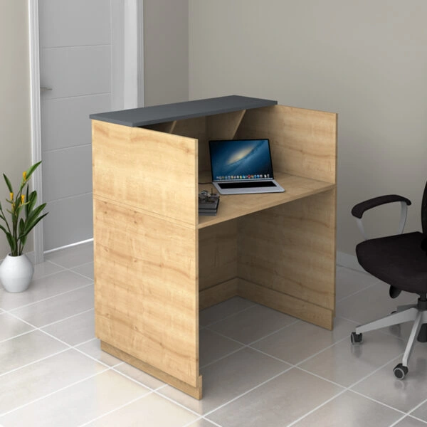 Γραφείο reception Gemini Megapap χρώμα φυσικό οξιάς - ανθρακί 100x70x110εκ.