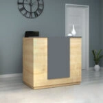 Γραφείο reception Gemini Megapap χρώμα φυσικό οξιάς - ανθρακί 120x70x110εκ.