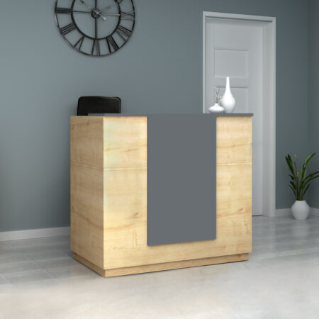 Γραφείο reception Gemini Megapap χρώμα φυσικό οξιάς - ανθρακί 120x70x110εκ.