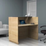 Γραφείο reception Gemini Megapap χρώμα φυσικό οξιάς - ανθρακί 120x70x110εκ.