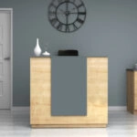 Γραφείο reception Gemini Megapap χρώμα φυσικό οξιάς - ανθρακί 120x70x110εκ.