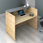 Γραφείο reception Gemini Megapap χρώμα φυσικό οξιάς - ανθρακί 120x70x110εκ.