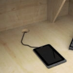 Γραφείο reception Gemini Megapap χρώμα φυσικό οξιάς - ανθρακί 120x70x110εκ.