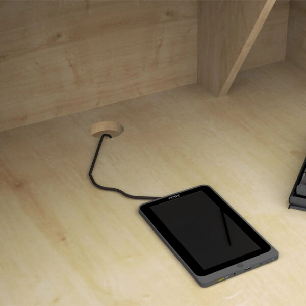 Γραφείο reception Gemini Megapap χρώμα φυσικό οξιάς - ανθρακί 120x70x110εκ.