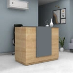 Γραφείο reception Gemini Megapap χρώμα φυσικό οξιάς - ανθρακί 150x70x110εκ.