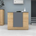 Γραφείο reception Gemini Megapap χρώμα φυσικό οξιάς - ανθρακί 150x70x110εκ.