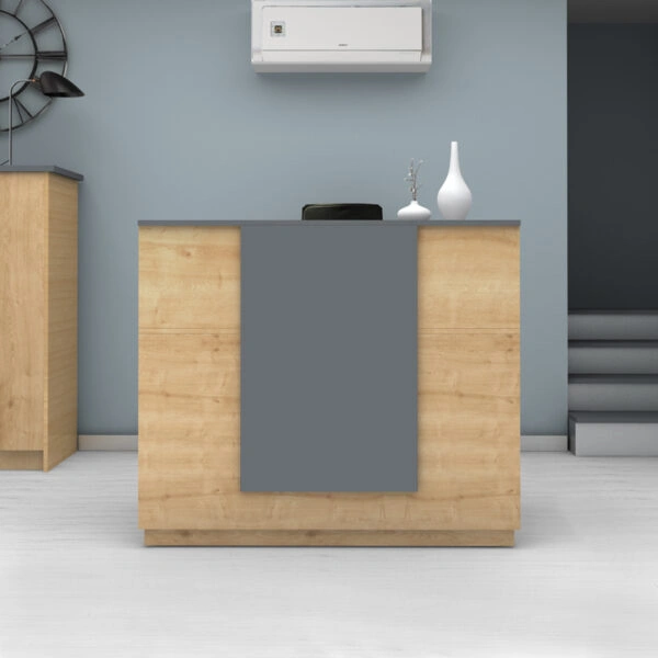 Γραφείο reception Gemini Megapap χρώμα φυσικό οξιάς - ανθρακί 150x70x110εκ.