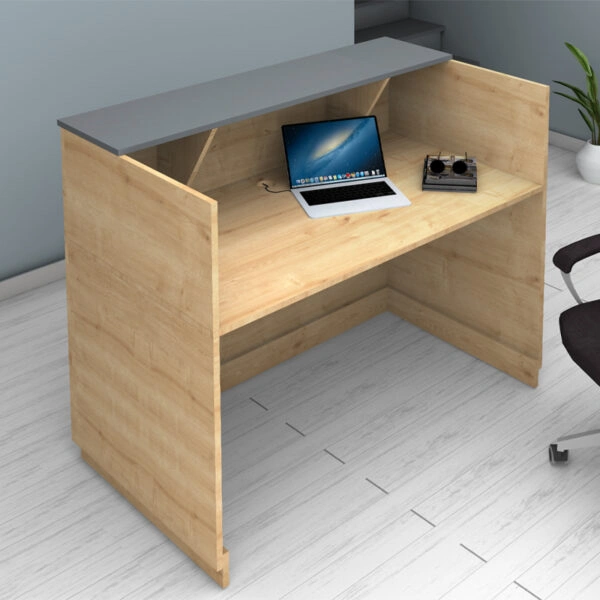 Γραφείο reception Gemini Megapap χρώμα φυσικό οξιάς - ανθρακί 150x70x110εκ.