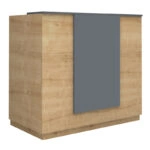 Γραφείο reception Gemini Megapap χρώμα φυσικό οξιάς - ανθρακί 150x70x110εκ.