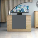 Γραφείο reception Gemini Megapap χρώμα φυσικό οξιάς - ανθρακί 180x70x110εκ.