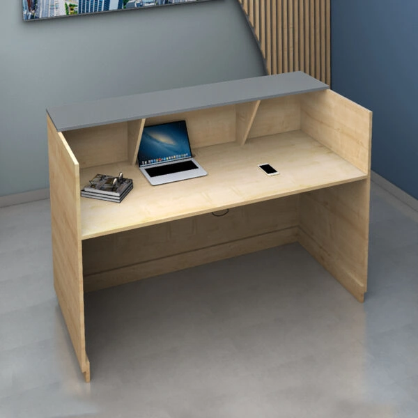 Γραφείο reception Gemini Megapap χρώμα φυσικό οξιάς - ανθρακί 180x70x110εκ.