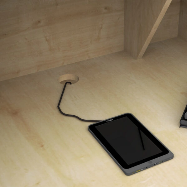 Γραφείο reception Gemini Megapap χρώμα φυσικό οξιάς - ανθρακί 180x70x110εκ.