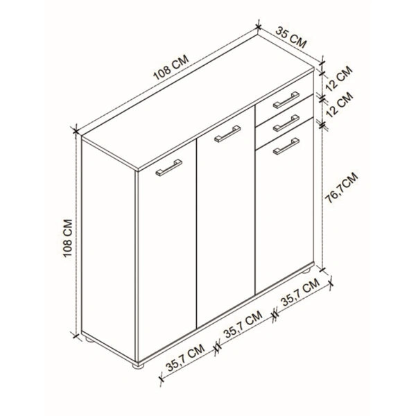 Παπουτσοθήκη - ντουλάπι Polly Megapap χρώμα pine oak 108x35x108εκ.