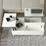 Τραπεζάκι σαλονιού Roy Megapap με σερβιτόρο χρώμα λευκό 121x69x40εκ.