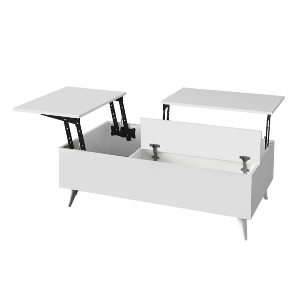 Τραπεζάκι σαλονιού Roy Megapap με σερβιτόρο χρώμα λευκό 121x69x40εκ.