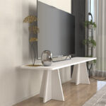 Έπιπλο τηλεόρασης Sugar Megapap χρώμα λευκό 150x29,6x36,8εκ.