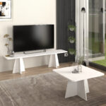 Έπιπλο τηλεόρασης Sugar Megapap χρώμα λευκό 150x29,6x36,8εκ.