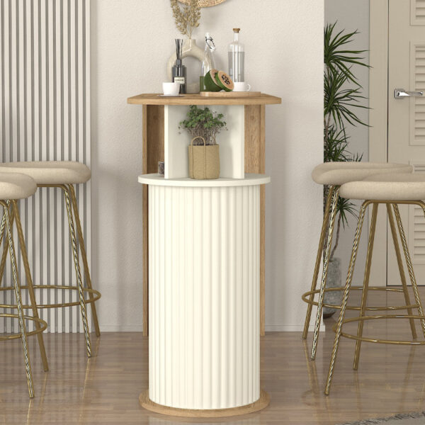 Τραπέζι μπαρ Bohema Megapap χρώμα sepet oak - ivory 150x51,6x101,8εκ.