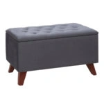 Σκαμπώ - Ταμπουρέ Lotus Megapap βελούδινο χρώμα ανθρακί 90x40x50εκ.