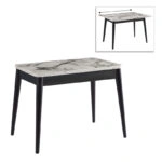 Τραπέζι Dolunay Megapap επεκτεινόμενο χρώμα λευκό εφέ μαρμάρου - μαύρο 100x60(120x100)x79,5εκ.