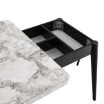 Τραπέζι Dolunay Megapap επεκτεινόμενο χρώμα λευκό εφέ μαρμάρου - μαύρο 100x60(120x100)x79,5εκ.