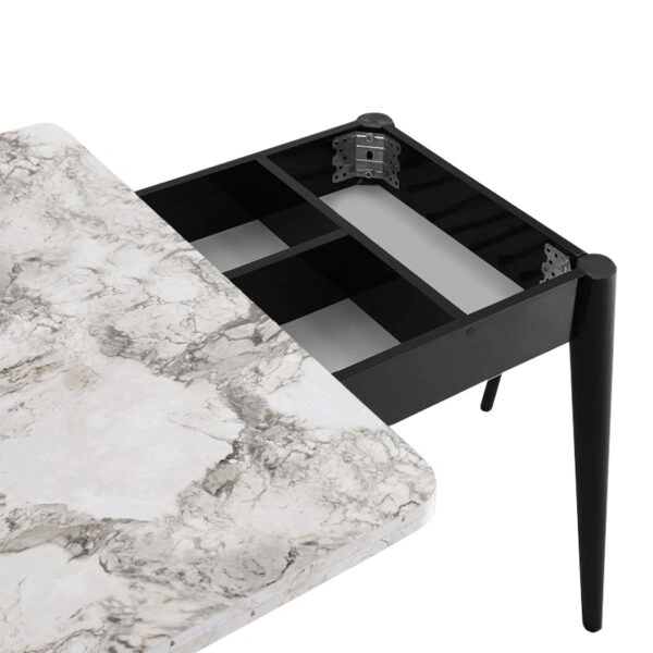 Τραπέζι Dolunay Megapap επεκτεινόμενο χρώμα λευκό εφέ μαρμάρου - μαύρο 100x60(120x100)x79,5εκ.