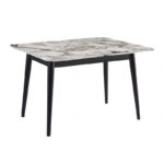 Τραπέζι Dolunay Megapap επεκτεινόμενο χρώμα λευκό εφέ μαρμάρου - μαύρο 100x60(120x100)x79,5εκ.