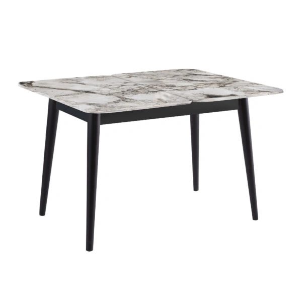 Τραπέζι Dolunay Megapap επεκτεινόμενο χρώμα λευκό εφέ μαρμάρου - μαύρο 100x60(120x100)x79,5εκ.