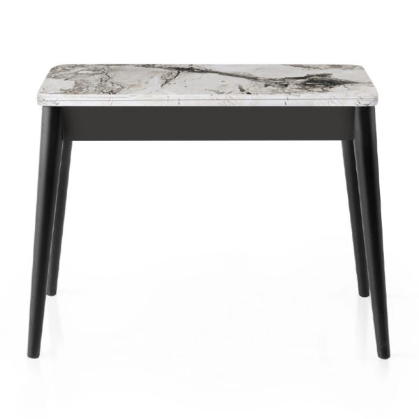 Τραπέζι Dolunay Megapap επεκτεινόμενο χρώμα λευκό εφέ μαρμάρου - μαύρο 100x60(120x100)x79,5εκ.