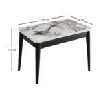 Τραπέζι Dolunay Megapap επεκτεινόμενο χρώμα λευκό εφέ μαρμάρου - μαύρο 100x60(120x100)x79,5εκ.