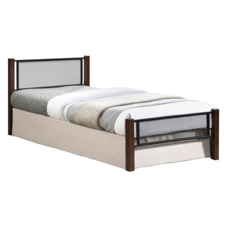 ΚΡΕΒΑΤΙ ΜΟΝΟ RAYVEN HM689 ΞΥΛΟ ΣΕ DIRTY OAK-ΜΕΤΑΛΛΟ ΣΕ ΜΑΥΡΟ--ΓΙΑ 90x190εκ