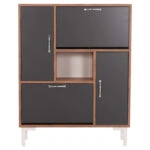 ΠΑΠΟΥΤΣΟΘΗΚΗ MEDY HM18187.02 ΜΕΛΑΜΙΝΗ ΣΕ ΦΥΣΙΚΟ & ΑΝΘΡΑΚΙ-ΜΑΥΡΑ ΠΟΔΙΑ 85x30x108.5Υεκ