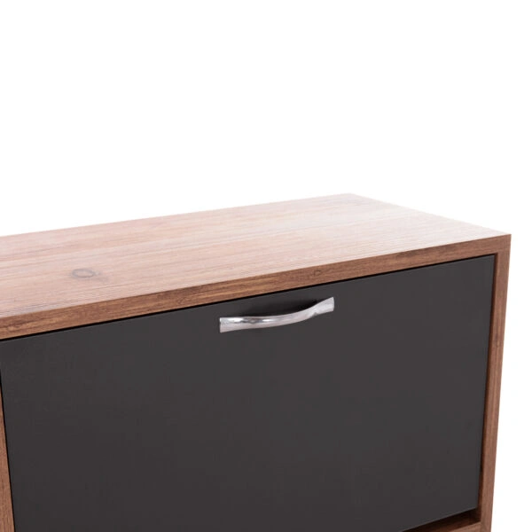 ΠΑΠΟΥΤΣΟΘΗΚΗ MEDY HM18187.02 ΜΕΛΑΜΙΝΗ ΣΕ ΦΥΣΙΚΟ & ΑΝΘΡΑΚΙ-ΜΑΥΡΑ ΠΟΔΙΑ 85x30x108.5Υεκ