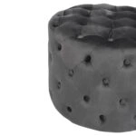 ΣΚΑΜΠΟ KASSIE  ΓΚΡΙ ΒΕΛΟΥΔΟ ΤΥΠΟΥ CHESTERFIELD HM8406.01 Φ60x43Υ εκ.