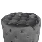 ΣΚΑΜΠΟ KASSIE  ΓΚΡΙ ΒΕΛΟΥΔΟ ΤΥΠΟΥ CHESTERFIELD HM8406.01 Φ60x43Υ εκ.