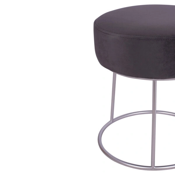 ΣΚΑΜΠΟ KARLO ΓΚΡΙ ΒΕΛΟΥΔΟ ΜΕ ΑΣΗΜΙ ΒΑΣΗ HM8411.01 Φ36x38Υ εκ.