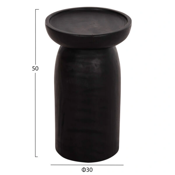 ΤΡΑΠΕΖΙ ΒΟΗΘΗΤΙΚΟ LOKI HM9899.12 ΜΑΣΙΦ ΞΥΛΟ SUAR ΣΕ ΜΑΥΡΟ Φ30x50Υεκ.