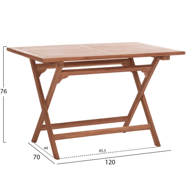 ΤΡΑΠΕΖΙ ΠΤΥΣΣΟΜΕΝΟ ΟΡΘΟΓΩΝΙΟ ERIS HM18117 ΞΥΛΟ TEAK--ΦΥΣΙΚΟ 120x70x76Υεκ.