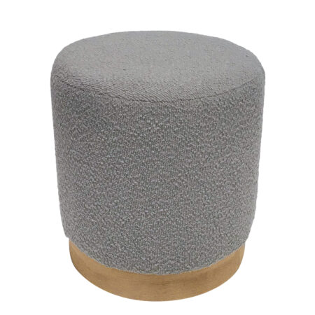 Σκαμπό ArteLibre KENTUCK Με Ξύλινη Βάση Γκρι Ύφασμα Μπουκλέ 38x38x40cm