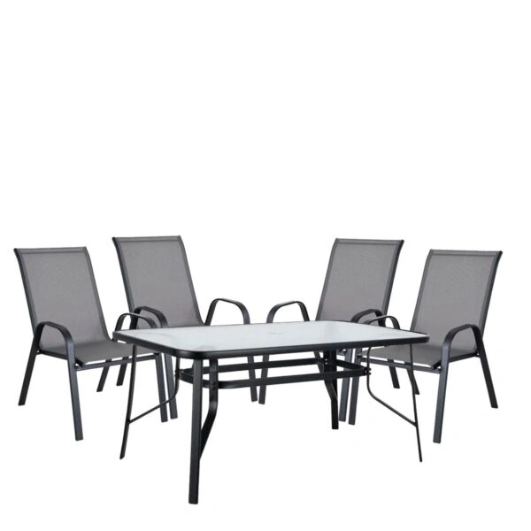 Σετ Τραπεζαρία Κήπου ArteLibre SUN Μέταλλο Μαύρο/Γκρι Με 4 Πολυθρόνες 14990067