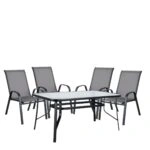 Σετ Τραπεζαρία Κήπου ArteLibre SUN Μέταλλο Μαύρο/Γκρι Με 4 Πολυθρόνες 14990067