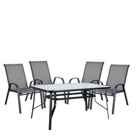 Σετ Τραπεζαρία Κήπου ArteLibre SUN Μέταλλο Μαύρο/Γκρι Με 4 Πολυθρόνες 14990067