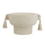 Artekko Antique Μπεζ Τσιμεντένιο Δοχείο με Φούντες (21.5x18.2x12)cm