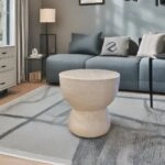 Artekko Solid Λευκό Βοηθητικό Τραπέζι από Terrazzo (Φ60x61)cm